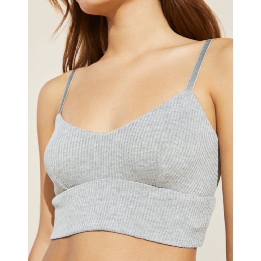 NEW EBERJEY Elon Relaxed Rib Bralette in Heather Grey